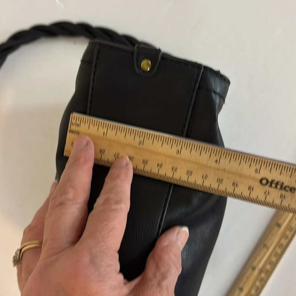 Madison Studios Vegan Leather Black Purse Handbag with Twisted Handle